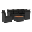 vidaXL 6 Piece Solid Acacia Wood Small Sofa Set in Black/Brown