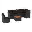vidaXL 7 Piece Solid Acacia Wood Sofa Set in Black