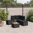 vidaXL 6 Piece Solid Acacia Wood Sofa Set in Black/Brown