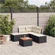 vidaXL 6 Piece Solid Acacia Wood Sofa Set in Black