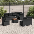 vidaXL 9 Piece Solid Acacia Wood Sofa Set in Black/Brown