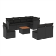 vidaXL 9 Piece Solid Acacia Wood Sofa Set in Black/Brown