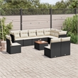 vidaXL 11 Piece Solid Acacia Wood Sofa Set in Black/White/Cream