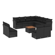 vidaXL Solid Acacia Wood Sofa Set in Black/Brown