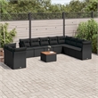 vidaXL 11 Piece Solid Acacia Wood Sofa Set in Black/Brown