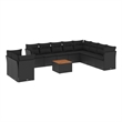 vidaXL 11 Piece Solid Acacia Wood Sofa Set in Black/Brown