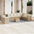 vidaXL 11 Piece Solid Acacia Wood Sofa Set in White/Cream/Beige