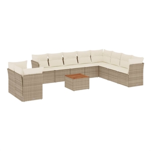 vidaxl 11 piece solid acacia wood sofa set in white/cream/beige
