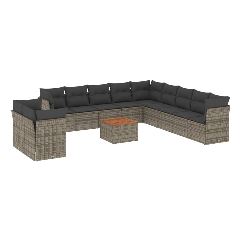vidaXL 12 Piece Solid Acacia Wood Sofa Set in Gray/Brown