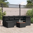 vidaXL 7 Piece Solid Acacia Wood Sofa Set in Black