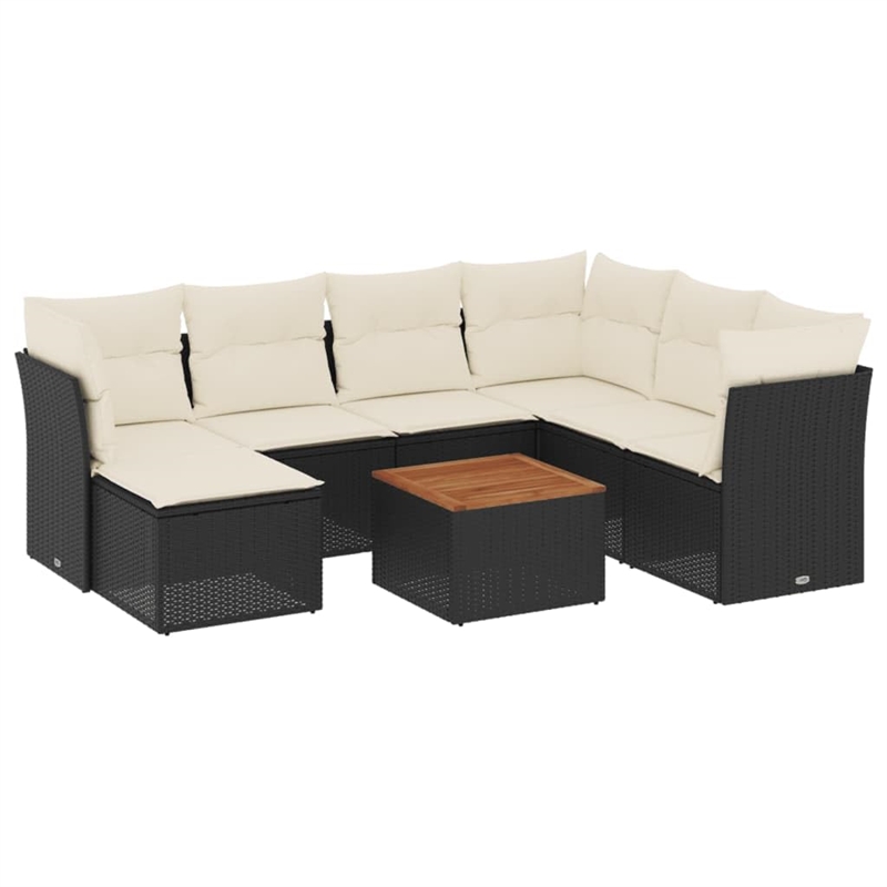 vidaXL 8 Piece Steel Sofa Set in Black/White/Brown/Cream