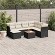 vidaXL 8 Piece Steel Sofa Set in Black/White/Brown/Cream