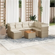 vidaXL 8 Piece Solid Acacia Wood Sofa Set in White/Cream/Beige