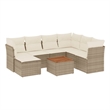 vidaXL 8 Piece Solid Acacia Wood Sofa Set in White/Cream/Beige