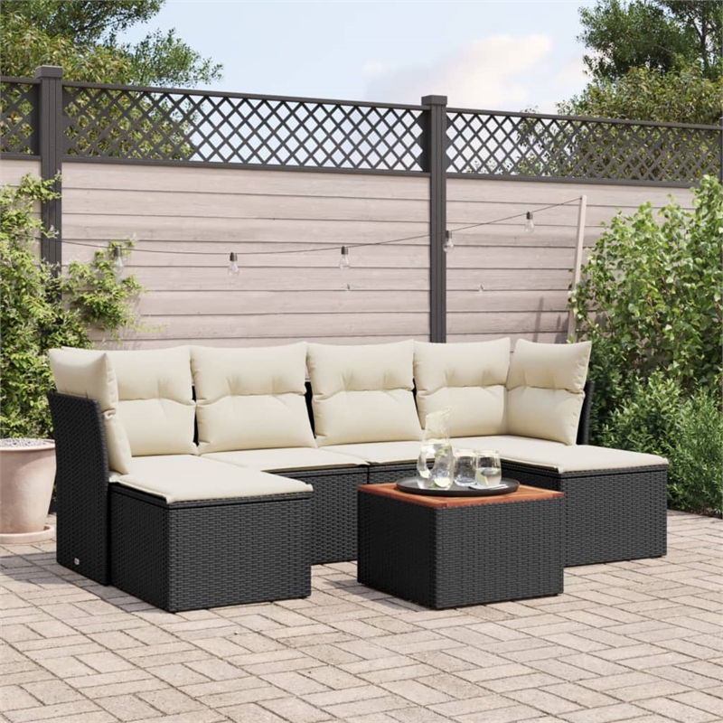 vidaXL 7 Piece Solid Acacia Wood Furniture Set in Black