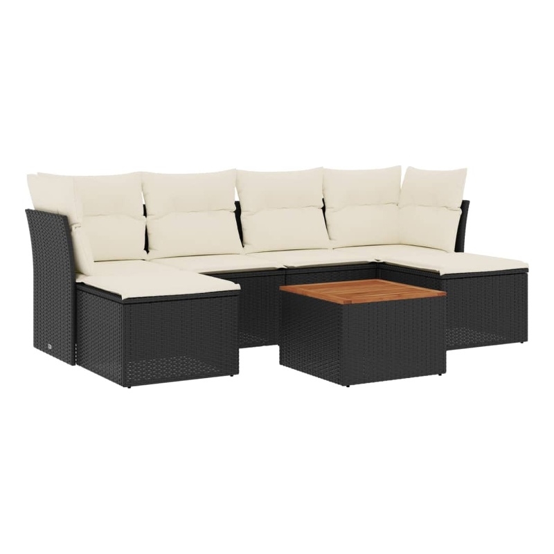 vidaXL 7 Piece Solid Acacia Wood Furniture Set in Black
