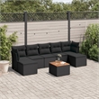 vidaXL 8 Piece Solid Acacia Wood Sofa Set in Black/Brown