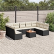 vidaXL 10 Piece Solid Acacia Wood Sofa Set in Black/White/Cream
