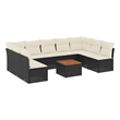 vidaXL 10 Piece Solid Acacia Wood Sofa Set in Black/White/Cream