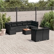vidaXL 10 Piece Solid Acacia Wood Sofa Set in Black/Brown