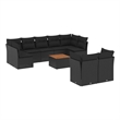 vidaXL 10 Piece Solid Acacia Wood Sofa Set in Black/Brown