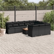 vidaXL 11 Piece Solid Acacia Wood Large Sofa Set in Black