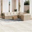 vidaXL 11 Piece Solid Acacia Wood Sofa Set in Brown/Cream/Beige