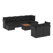 vidaXL 10 Piece Solid Acacia Wood Large Sofa Set in Black/Brown