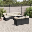 vidaXL 11 Piece Solid Acacia Wood Sofa Set in Black/Brown/Cream