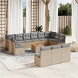 vidaXL 14 Piece Solid Acacia Wood Sofa Set in Gray/Brown/Beige