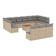 vidaXL 14 Piece Solid Acacia Wood Sofa Set in Gray/Brown/Beige