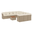 vidaXL Solid Acacia Wood Sofa Set in White/Brown/Cream/Beige