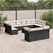 vidaXL 14 Piece Solid Acacia Wood Large Sofa Set in Black