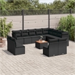 vidaXL 13 Piece Solid Acacia Wood Sofa Set in Black/Brown