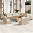 vidaXL 13 Piece Solid Acacia Wood Sofa Set in Brown/Cream/Beige