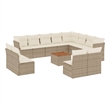 vidaXL 13 Piece Solid Acacia Wood Sofa Set in Brown/Cream/Beige