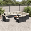 vidaXL Solid Acacia Wood Small Sofa Set in Black/White/Cream