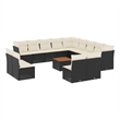 vidaXL Solid Acacia Wood Small Sofa Set in Black/White/Cream