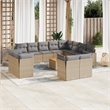 vidaXL 13 Piece Solid Acacia Wood Small Sofa Set in Gray/Beige