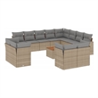 vidaXL 13 Piece Solid Acacia Wood Small Sofa Set in Gray/Beige