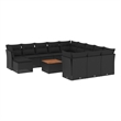 vidaXL 13 Piece Solid Acacia Wood Large Sofa Set in Black/Brown