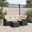 vidaXL 5 Piece Solid Acacia Wood Sofa Set in Black/White/Brown/Cream