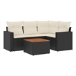 vidaXL 5 Piece Solid Acacia Wood Sofa Set in Black/White/Brown/Cream