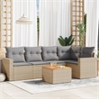 vidaXL 6 Piece Solid Acacia Wood Large Sofa Set in Gray/Beige