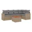 vidaXL 6 Piece Solid Acacia Wood Large Sofa Set in Gray/Beige