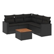vidaXL 6 Piece Solid Acacia Wood Sofa Set in Black