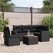 vidaXL 6 Piece Solid Acacia Wood Sofa Set in Black/Brown
