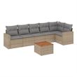 vidaXL 7 Piece Solid Acacia Wood Sofa Set in Gray/Brown/Beige