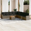 vidaXL 10 Piece Solid Acacia Wood Sofa Set in Gray/Brown