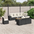 vidaXL 9 Piece Solid Acacia Wood Large Sofa Set in Black